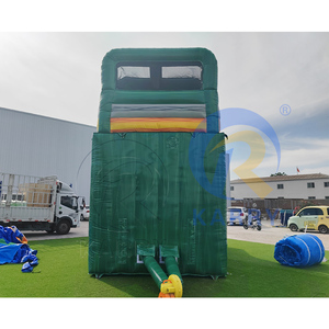 Toboggan aquatique gonflable géant à imprimé marbré coucher de soleil, double piste orange et verte, pour parc aquatique d'été, pour enfants, location commerciale - Product Image 4