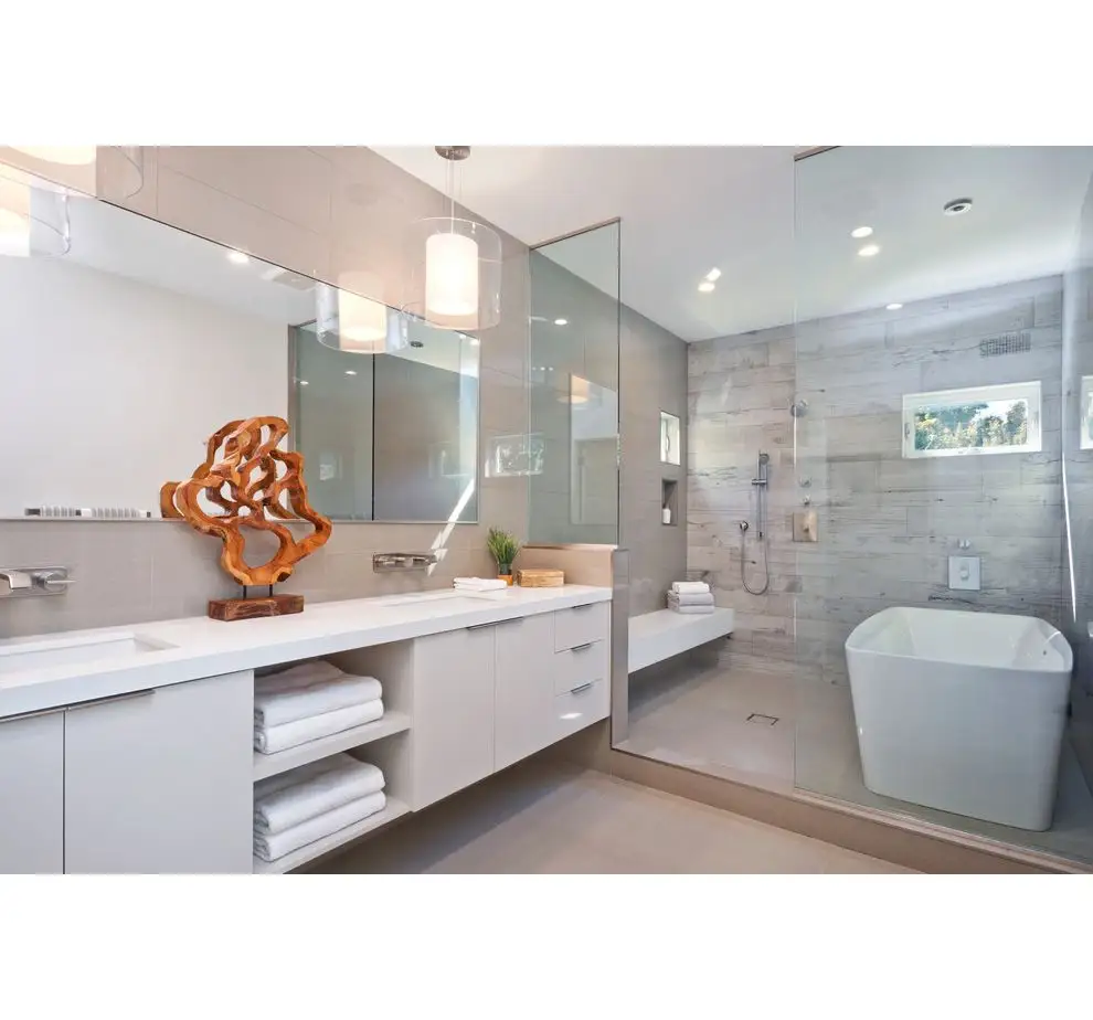 Luxury Custom White Benchtop Modern Undermount Sink Lacquer Bathroom Vanity