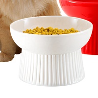 Bol surélevé personnalisé en céramique pour animaux de compagnie, gamelle surélevée pour chat, bol à nourriture en porcelaine blanc et rouge pour chiens et chats