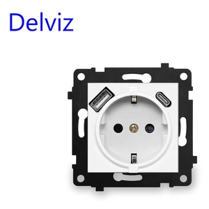 Pannello in vetro bianco Delviz, presa di ricarica rapida USB C, presa elettrica doppia presa EU, interruttore per applique da parete fai da te presa a muro <span class=keywords><strong>Schuko</strong></span> - Product Image 6