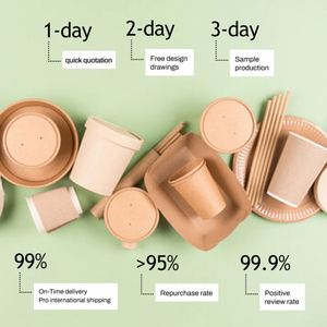 Bol en papier kraft jetable écologique avec logo personnalisé, biodégradable, de qualité alimentaire, pour salade, biscuits, sucre, sushi, en-cas, pain - Product Image 4