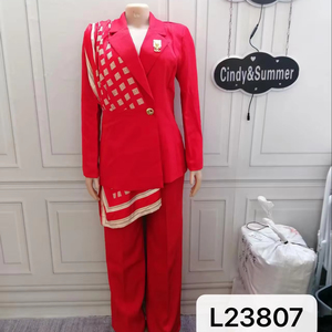 Completo Casual da <span class=keywords><strong>Donna</strong></span> 2 Pezzi - Giacca Blazer <span class=keywords><strong>a</strong></span> <span class=keywords><strong>Righe</strong></span> e Pantaloni Tinta Unita per l'Estate - Product Image 1