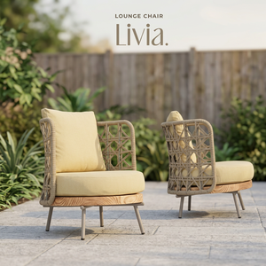 Chaise longue d'extérieur moderne en rotin tressé avec assise rembourrée en mousse, base en bois et pieds en métal, pour villa, jardin, hôtel - Product Image 3
