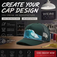 Gorra Trucker Personalizada con Estampado de Olas del Océano, Pin Metálico de Palmera, Decoración de Cuerda, Malla Trasera, Gorra de Béisbol de Verano para Surfistas