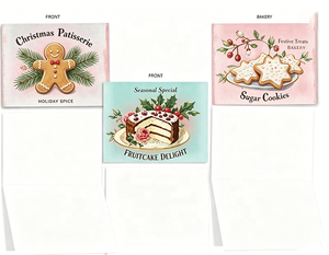 Cartes de Noël plates en papier avec motifs de dessins animés mignons (Père Noël, neige, sapin de Noël, boîte cadeau, ballerine, flocon de neige) – Sans enveloppes – Carte de fêtes d'hiver - Product Image 2