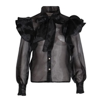 Tongrui – chemisier transparent solide à manches longues et col papillon pour femme, tenue de bureau, nouvelle collection 2022