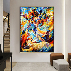 3D Coloré Dessin Animé Dame Figure Pure Peint À La Main Toile Abstraite Visage Portrait Peintures Et Arts Muraux - Product Image 2