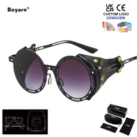 Lunettes de soleil Boyarn Metal Punk Steam pour hommes et femmes, monture ronde, style tendance, lunettes de soleil transfrontalières
