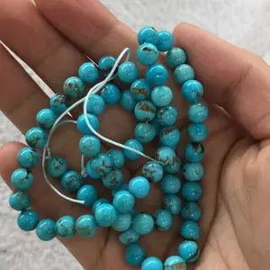 2.0mm Hole Hot Selling Round Blue Turquoise Gemstone Loose Beads
