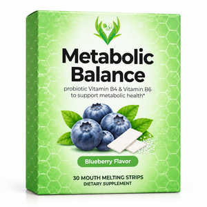 Bandes orales à dissoudre rapidement pour l'équilibre métabolique, probiotiques, vitamines B4 et B6, saveur myrtille – Meilleures ventes - Product Image 1