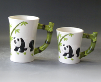 2024 3D Panda Elemento de bambú Taza de cerámica Panda Taza Forma de Bambú