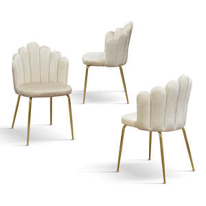 Ensemble de 4 chaises Sissi en velours crème avec base en métal pour salle à manger intérieure - Product Image 2
