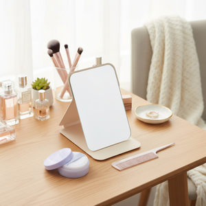 Ivory Cover Stand Makeup <b>Mirror</b> Square with Medium Size Model Daiso1378 - Product Image 2