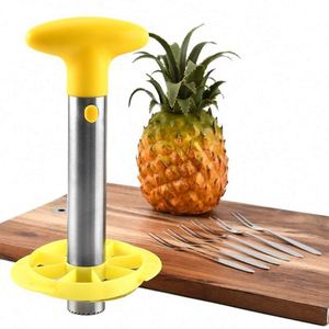 Éplucheur d'ananas manuel en acier inoxydable avec séparateur de noyau, design moderne, couteau en métal avec poignée, utilisation pour les légumes - Product Image 2