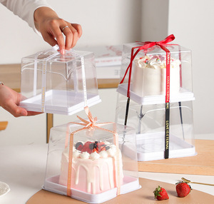 Caja para Pastel de 4 Pulgadas, Transparente, Cuadrada, Tipo Blister, Caja de Embalaje para Pastel de Queso, Mousse de Fresa de 5 Pulgadas - Product Image 1