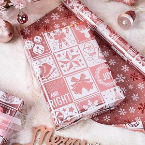 Custom Pink Rose Deer <b>Cane</b> <b>Candy</b> Bell Gloves Wrapping Paper for Christmas Holiday Gift Packaging Paper for Party DIY Decoration - Product Image 2