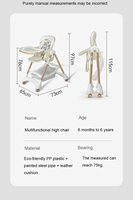 Chaise haute pour enfants multifonctionnel bébé table à manger chaise pliante bébé manger siège en gros
