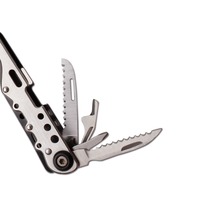 Pince multifonction pliable 12-en-1 en acier inoxydable avec coupe-fil à mâchoires dentelées, compacte pour le camping en extérieur