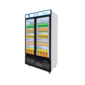 Thương mại đơn nhiệt độ 1100L Máy làm lạnh hiển thị đồ uống thẳng đứng với cửa kính đôi cho siêu thị - Product Image 6