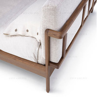 Lit double en bois massif sur mesure, chêne rouge, noyer noir, cerisier en option, avec ou sans tête de lit, style bois brut