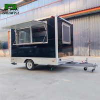 Camion de restauration rapide, camion de smoothies, fourgon aménagé, remorque à bière, mini camion de restauration noir d'occasion, remorque de vente mobile en acier inoxydable