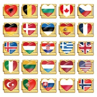 Nouveau Charm Modulaire en Forme de Cœur avec Drapeau National Italien, Compatible Bracelet en Acier Inoxydable 9mm, pour Fabrication de Bijoux DIY