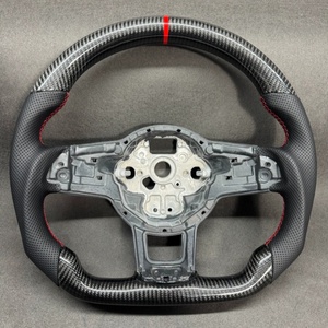 Volante de Fibra de Carbono y Cuero Completo Compatible con <span class=keywords><strong>Volkswagen</strong></span> Mk7 Mk6 Gti Gtd Gts Gte Gli R-line R Golf7 Golf6 Cc Polo Passat - Product Image 1