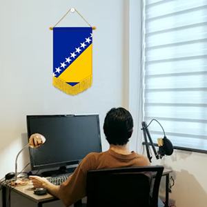 Bandera de Bosnia y Herzegovina con forma de <span class=keywords><strong>escudo</strong></span>, 20*30cm, decoración de borla inferior, adecuada para exposición cultural nacional - Product Image 4