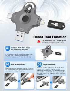 4'ü 1 Arada Yüksek Teknoloji Güvenlikli Saf Donanım Parmak İzi USB Flash Bellek 64GB 128GB 256GB 512GB USB Bellek Şifreli USB 3.0 Hızlı - Product Image 6