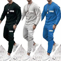 Conjunto Deportivo de Dos Piezas para Hombre, con Logotipo Personalizado, para Invierno, Color Sólido, Transpirable, Tejido de Punto, 100% Algodón, Tallas Personalizadas