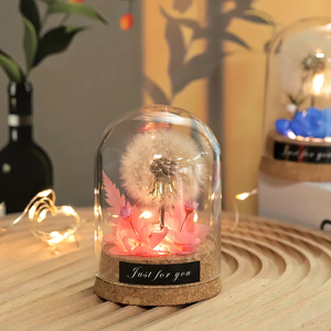 Cupola di Vetro LED con Dente di Leone Stabilizzato Unico, Luce Notturna a Forma di Fiore del Desiderio Eterno, Regalo per San Valentino, Festa della Mamma, Compleanno - Product Image 4