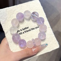 Bracelet en cristal naturel multicolore - Blanc crème, sang de cheval et améthyste, design unique pour cadeau de meilleure amie
