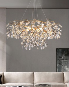 Lámpara colgante de techo dorada de lujo moderna, rama de árbol de aluminio de cristal para el hogar, oficina y Hotel, sala de estar, uso interior - Product Image 1