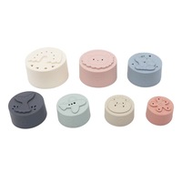 Jouet d'empilage en silicone de haute qualité avec des expressions mignonnes pour bébés