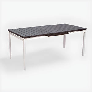 TABLE EN ALLIAGE CM 180X89.5 MÉTAL BLANC ET PLASTIQUE EFFET BOIS ANTHRACITE - Product Image 1