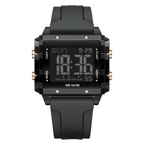 <span class=keywords><strong>Montre</strong></span> sport numérique électronique carrée bon marché à vendre, unisexe, vintage, mode, chronomètre, alarme, bracelet en caoutchouc, mouvement chinois, 5BAR - Product Image 2