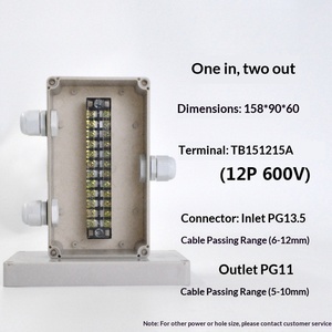 158x90x60mm <b>Waterproof</b> <b>Junction</b> <b>Box</b> One-in-two-out 15A Terminal Block PG13.5 Inlet PG11 Outlet Enclosure Terminal <b>box</b> - Product Image 2