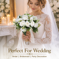 Elegant bordeauxrood kunstmatig rozen bruidsboeket met satijnen lintdecor Vintage nepbloem bruiloft bruidsboeket