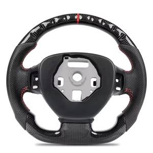 Pour <span class=keywords><strong>Chevrolet</strong></span> <span class=keywords><strong>Corvette</strong></span> <span class=keywords><strong>C7</strong></span> Z06 <span class=keywords><strong>2014</strong></span> 2015 2016 2017 2018 2019 volant en Fiber de carbone véritable roue de course en cuir perforé - Product Image 2