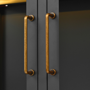 76.75'' Tall Display <strong>Cabinet</strong> <strong>with</strong> Double <strong>Glass</strong> <strong>Doors</strong> and LED Lights Steel <strong>Curio</strong> <strong>Cabinet</strong>