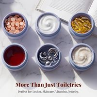 Trimcoo Nouveaux contenants de voyage pour articles de toilette [Ultra étanches] Approuvés par la TSA, pots à coque rigide en PLA avec 5 étiquettes magnétiques - Bleu