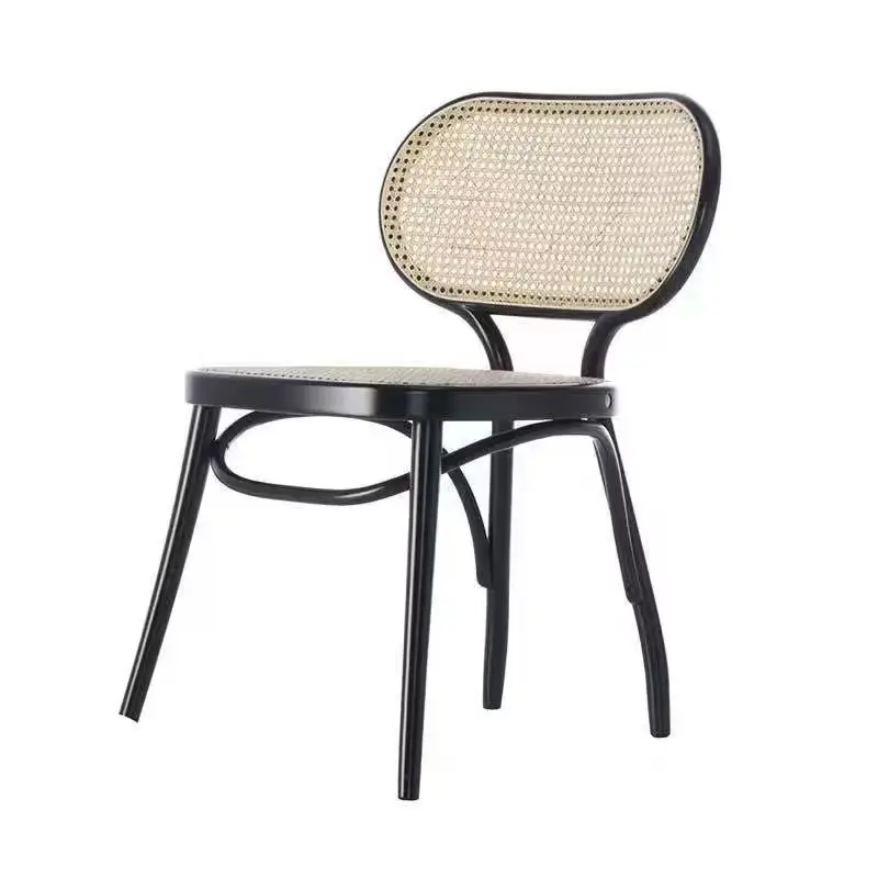 High-Grade Retro Solid Wood Rattan Dining Chair Nordic Luxury Style for Hotels Restaurants Cafes furniture