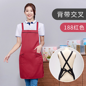 Customizable <b>Apron</b> With Crossed Straps Green Polyester Restaurant Bar Uniform For Waiters Waitresses Printed Logo Fast Food BBQ - Product Image 2