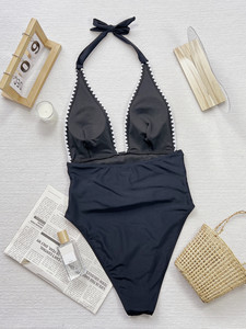 YW-D919Q Nuevo <span class=keywords><strong>Bikini</strong></span> de Moda con Estampado, con Aros, Sujetador de Poliéster, Sexy, para Curvas, Traje de Baño de 1 Pieza, Tanga con Cordón y Volantes de Malla - Product Image 5