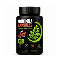 Service de création d'étiquettes pour capsules de Moringa certifiées ISO, sans OGM, HACCP, GMP, extrait de feuilles de Moringa