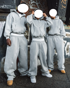 מותאם אישית <span class=keywords><strong>tracksuit</strong></span> יצרן רוכסן רגיל קפוצ 'ון שרוך joggers חופשי במשקל כבד - Product Image 2