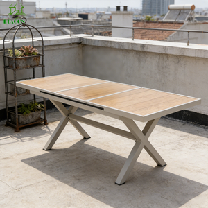 Muebles de Jardín de Lujo para Patio, <span class=keywords><strong>Mesa</strong></span> de Comedor <span class=keywords><strong>Extensible</strong></span> de Aluminio Moderna, Impermeable, para 8 Personas, con Sillas Retráctiles para Exteriores - Product Image 3