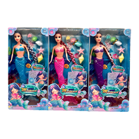 Vente en gros de poupées sirènes en PVC de 11 pouces, rouge et bleu, princesse lumineuse, jouet de mode, cadeau pour filles