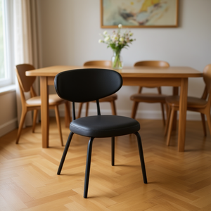 Sedia da Pranzo Imbottita Moderna Homeera con Gambe in Metallo Grigio, Design Minimalista, Arredamento per la Casa - Product Image 2