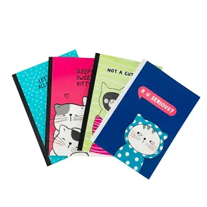 M & G الكثير من القطط سلسلة بأربعة ألوان 60 صفحة B5 الأكثر مبيعًا الغراء ملزم كتاب كاواي للتلاميذ المدارس